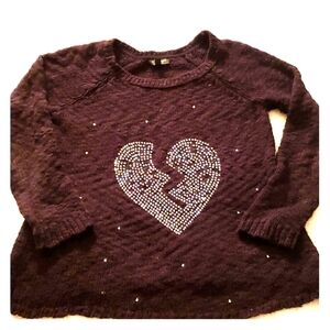 Topshop black rhinestone heart sweater 6 S